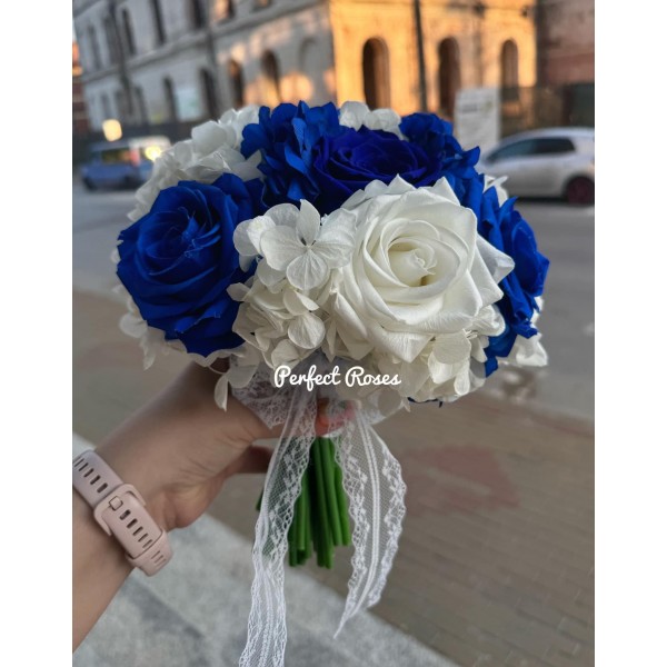 Buchet mireasa, albastru regal